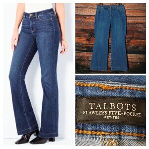 Talbots Jeans Size 12 Petite Flawless Five Pocket Flare Curvy Blue Denim Stretch